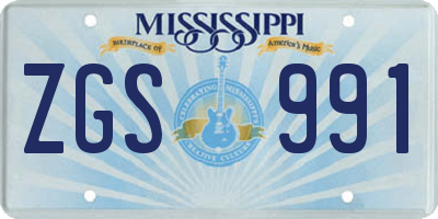 MS license plate ZGS991