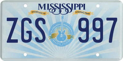 MS license plate ZGS997