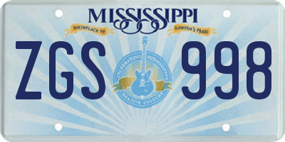 MS license plate ZGS998