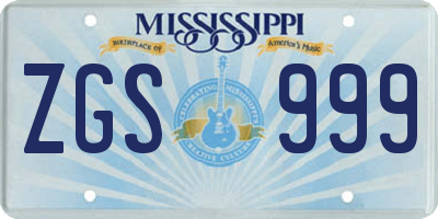 MS license plate ZGS999