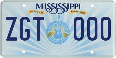 MS license plate ZGT000