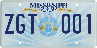 MS license plate ZGT001