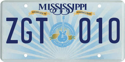 MS license plate ZGT010