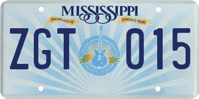 MS license plate ZGT015