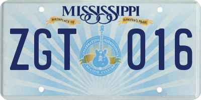 MS license plate ZGT016