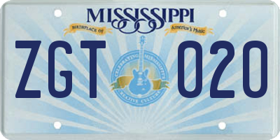 MS license plate ZGT020