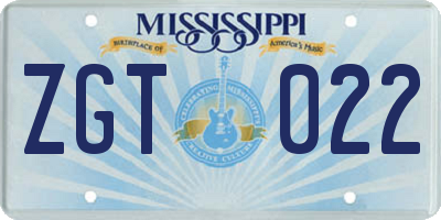 MS license plate ZGT022