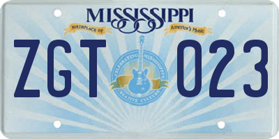 MS license plate ZGT023