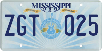 MS license plate ZGT025