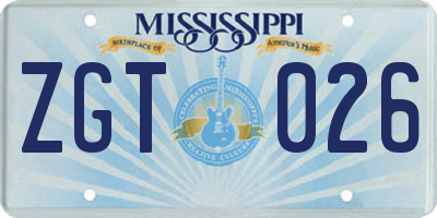 MS license plate ZGT026
