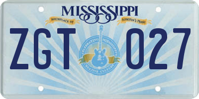 MS license plate ZGT027