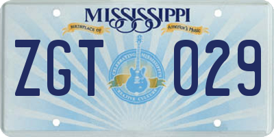 MS license plate ZGT029