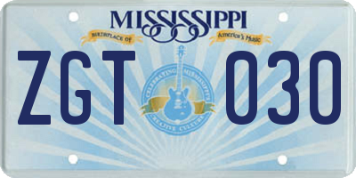 MS license plate ZGT030