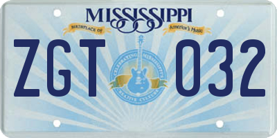MS license plate ZGT032