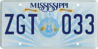 MS license plate ZGT033