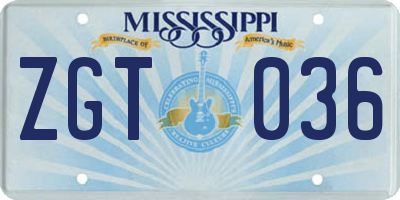 MS license plate ZGT036
