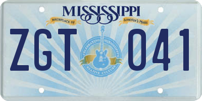 MS license plate ZGT041