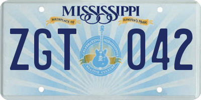 MS license plate ZGT042