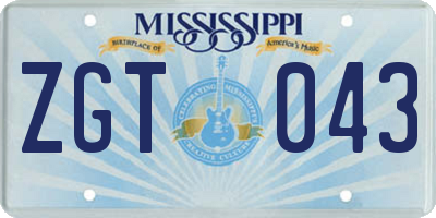 MS license plate ZGT043