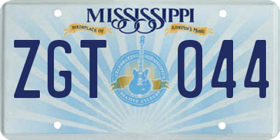 MS license plate ZGT044