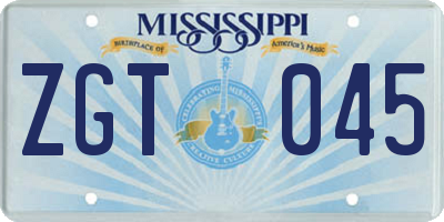 MS license plate ZGT045