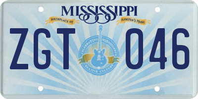 MS license plate ZGT046