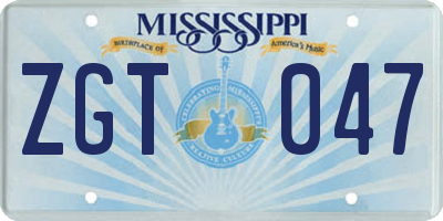 MS license plate ZGT047