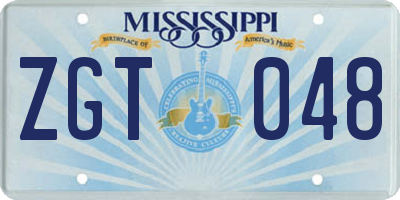 MS license plate ZGT048
