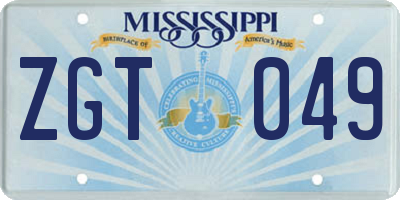 MS license plate ZGT049