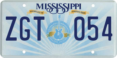 MS license plate ZGT054