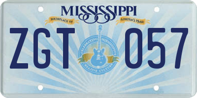 MS license plate ZGT057