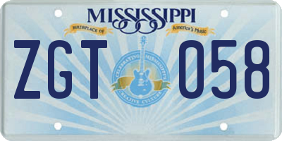 MS license plate ZGT058