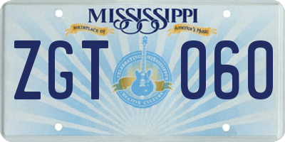 MS license plate ZGT060