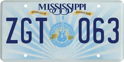 MS license plate ZGT063
