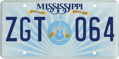 MS license plate ZGT064