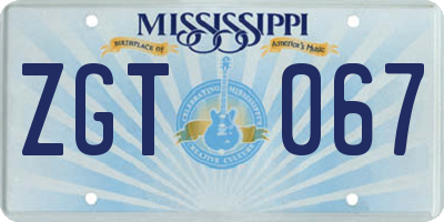 MS license plate ZGT067