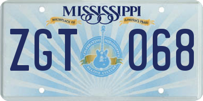 MS license plate ZGT068