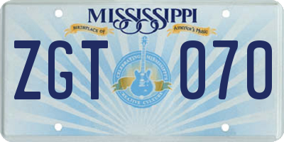 MS license plate ZGT070