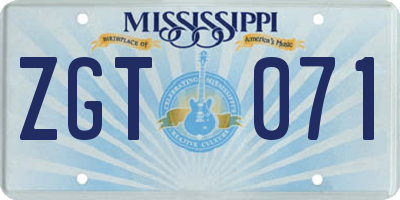 MS license plate ZGT071