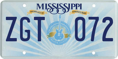 MS license plate ZGT072