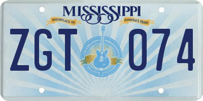 MS license plate ZGT074