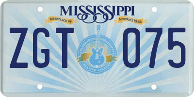 MS license plate ZGT075