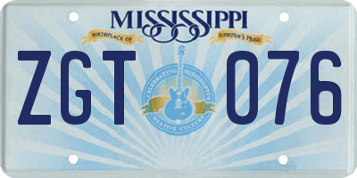 MS license plate ZGT076