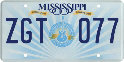 MS license plate ZGT077