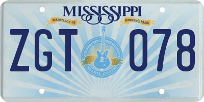MS license plate ZGT078