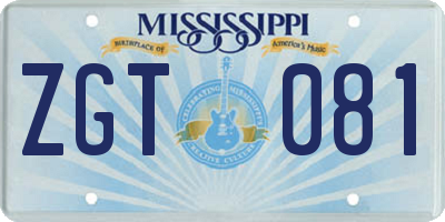 MS license plate ZGT081