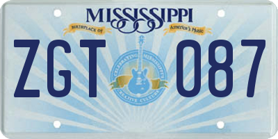 MS license plate ZGT087