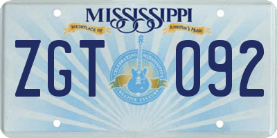 MS license plate ZGT092