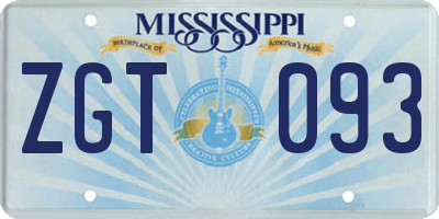 MS license plate ZGT093