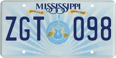 MS license plate ZGT098